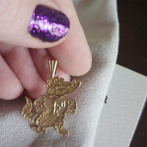 Gold Plated University of Florida Charm With Earrings One Is Broken